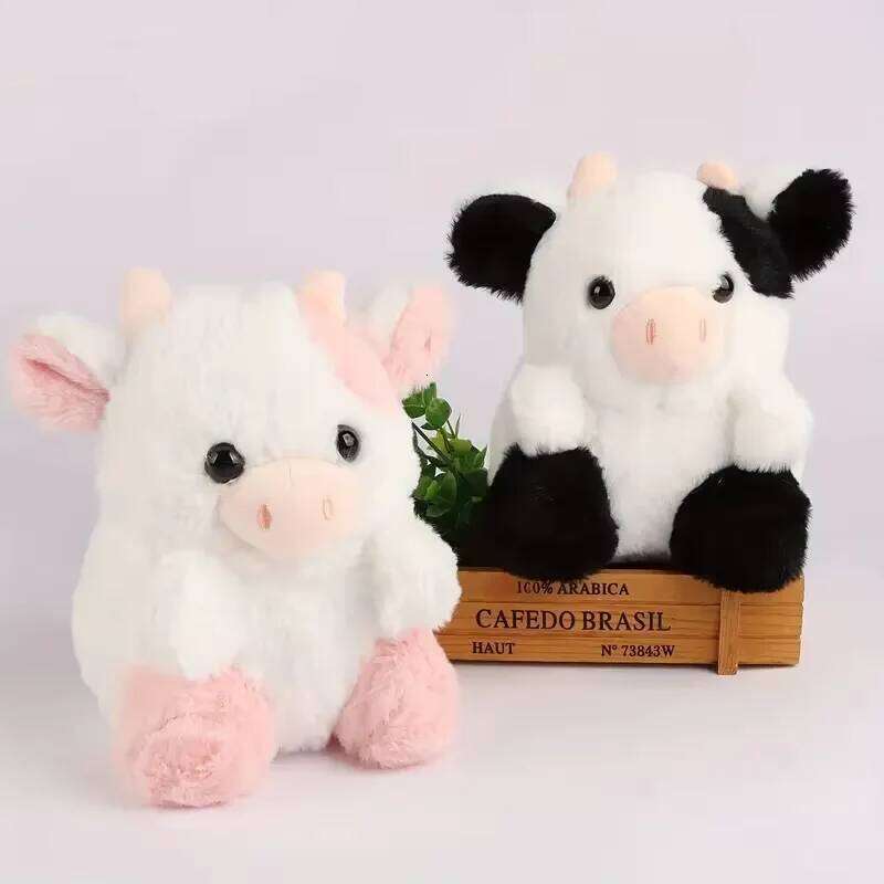 20cm/7.87in Kawaii Strawberry Soft Stuffed Plushie Doll Animal Cow Toy Children's Christmas Birthday Gift Bedroom Sofa Decor Y260128
