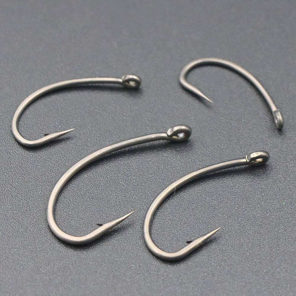 20pcs Carp Fishing Hooks With Micro Barbed High Carbon Steel PTFE Coating Curve Shank Hook For Feeder Fish Accessories Tackle Z260128