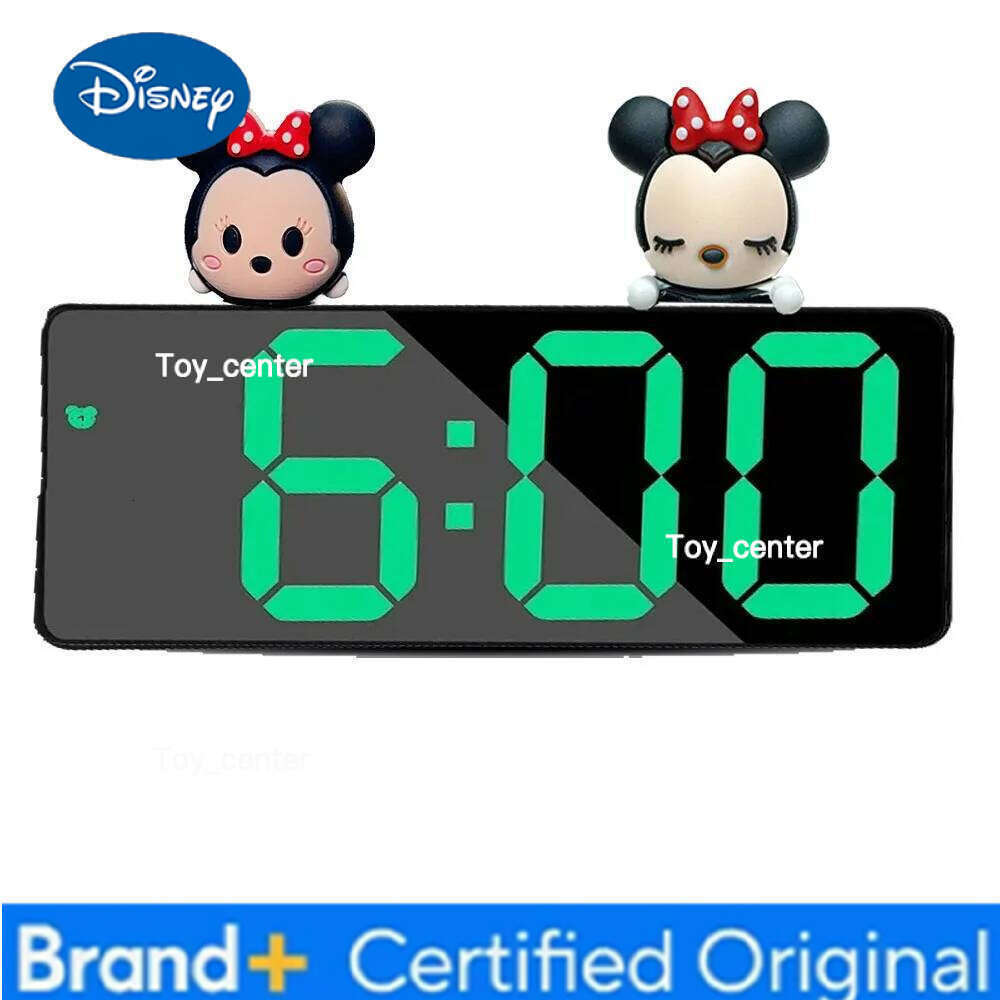 Disney Minnie Electronics LED Digital Children's Electronic Alarm Clock Bedside Table Desk Decorating Tabletop H260128
