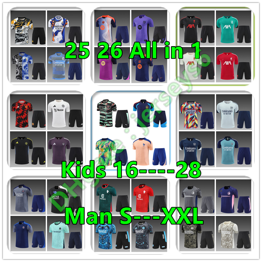 2026 27 Soccer Jersey men and kids tracksuit kit trainingspak Short-sleeved shirt Vest football shirt Kids Child kit jersey 222