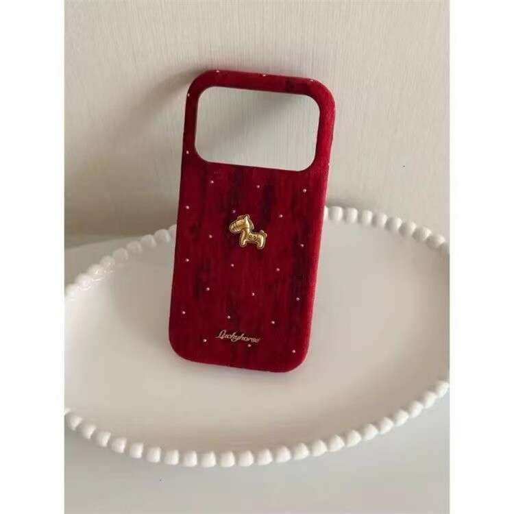 Year Golden Horse Collection Sparkling Diamond Velvet Women's for iPhone 17 Pro Max Apple 16 Phone Case 15 New Model S260128