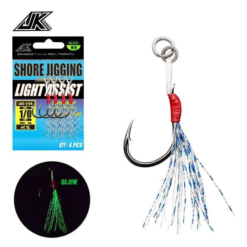 JK LAS-B Fishing Luminous Single Assist Hook Set Iseama High Carbon Steel Fish Hooks Japan Light Fishhooks Accessories Z260128