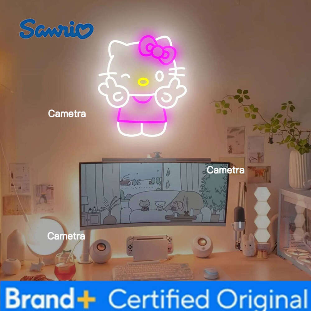 Sanrio Hello Kitty Neon Sign LED Anime Night Light Dimmable USB Powered Game Room Bedroom Decor Gift for Friends and Girls H2601281