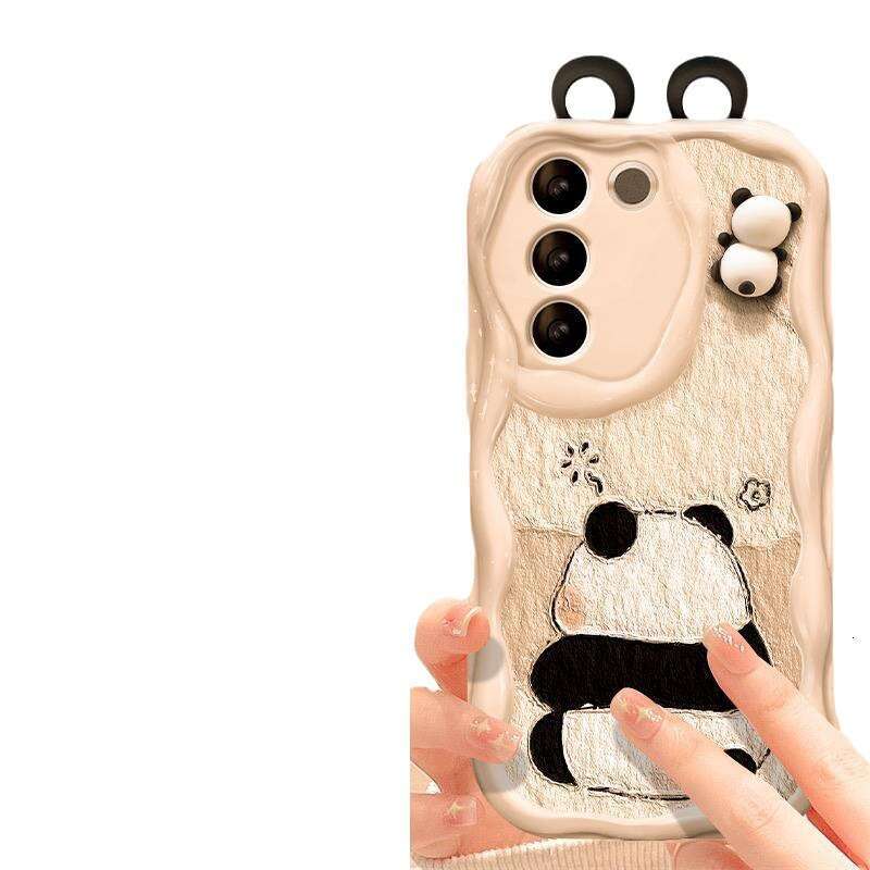 Suitable for Vivo S16 Phone X90/80 Silicone Full Cover Y31s/77 Cute 3D Panda Plush Protective Case S260128