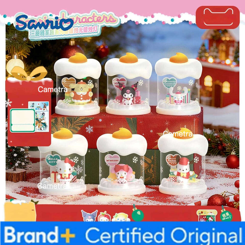 Sanrio Family Winter Candle Lamp Hellokitty Nightlight Trend Toys Christmas Desktop Ornaments Birthday Gift. H260128