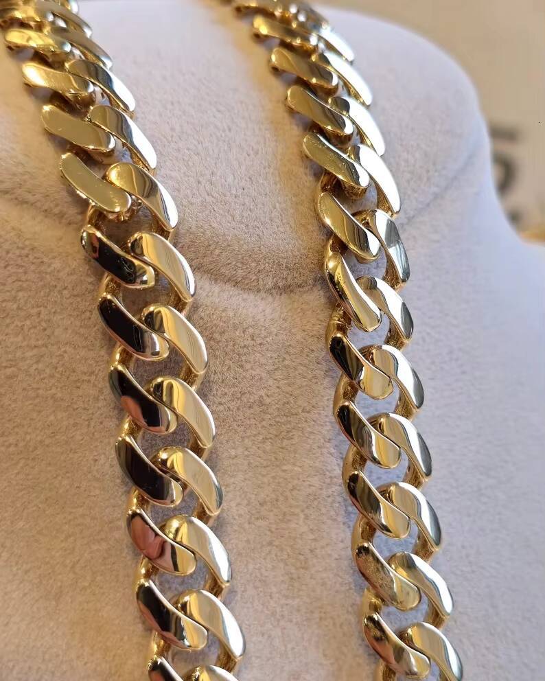 14k Solid Gold Miami Cuban Chunky Chain Necklace for Mens Fashion Jewelry Link Chain Heavy Gold Chain