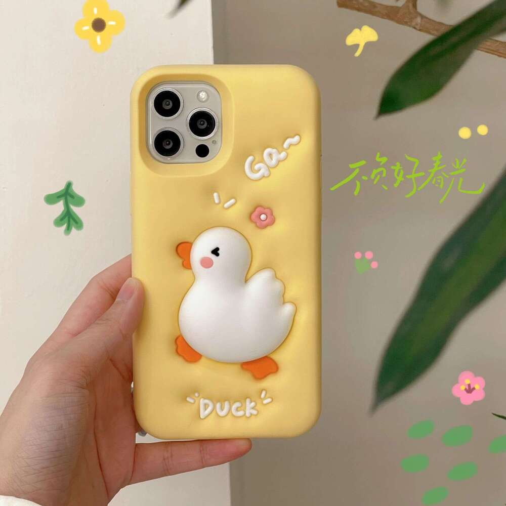 Custom Silicone Apple 16 Phone Case Cartoon 17 Soft Shell 3D Bread Feel 15 Pro Max Stress Relief Squeeze Duck S260128