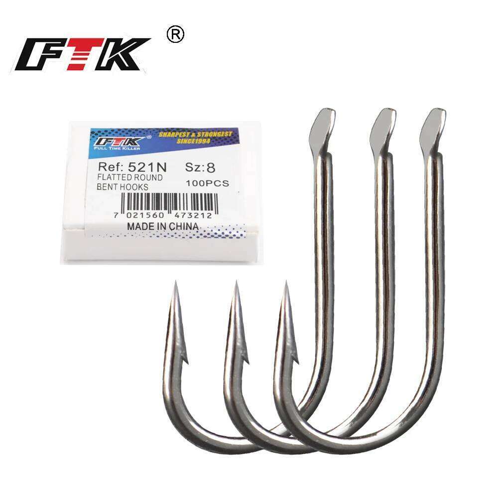 FTK Flatted Round Bent Hooks 100pcs/lot Size1#-Size10# Hook High Carbon Steel Fishhook For Fishing Z260128