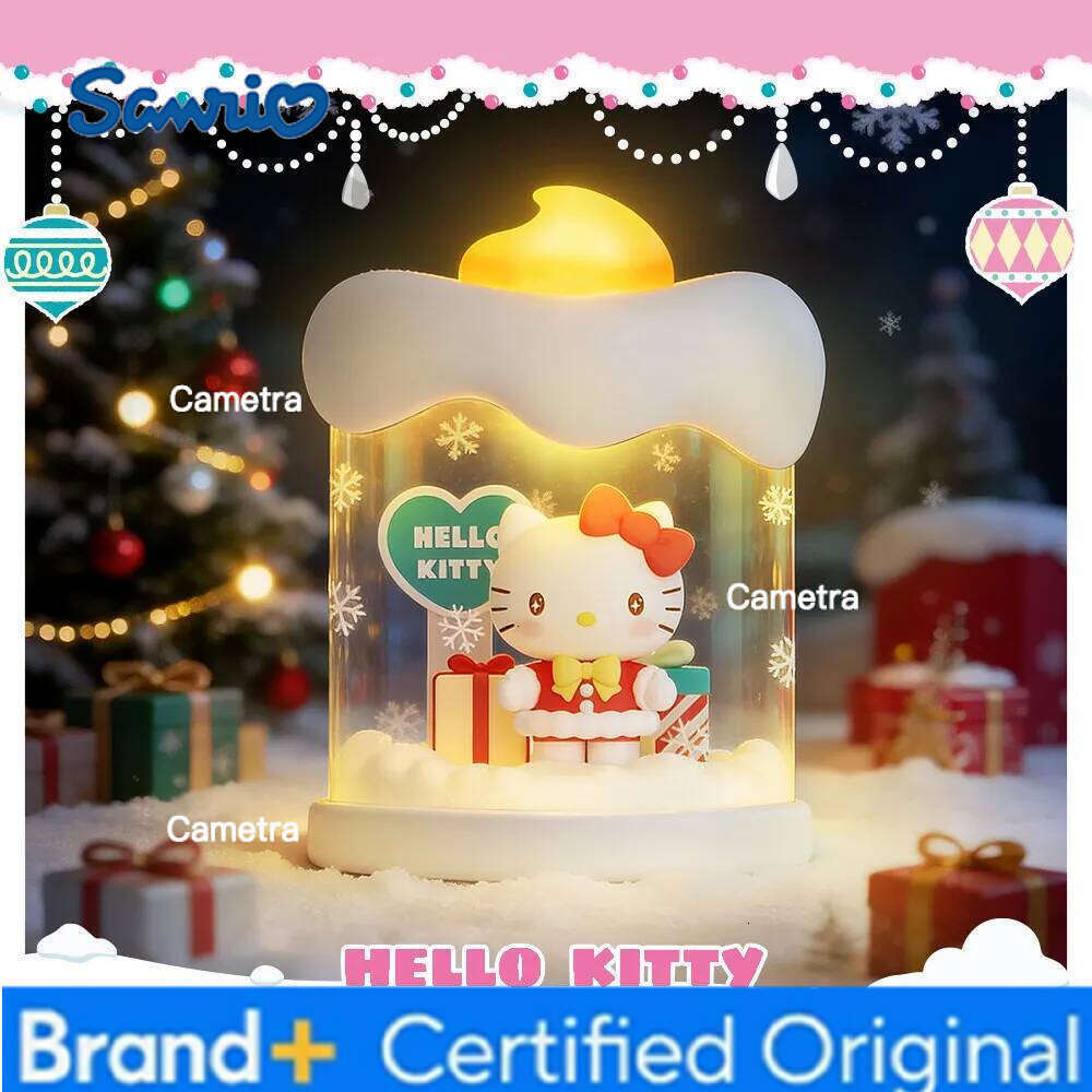 Sanrio Family Winter Candle Lamp Hellokitty Nightlight Trend Toys Christmas Desktop Ornaments Birthday Gift. H260128