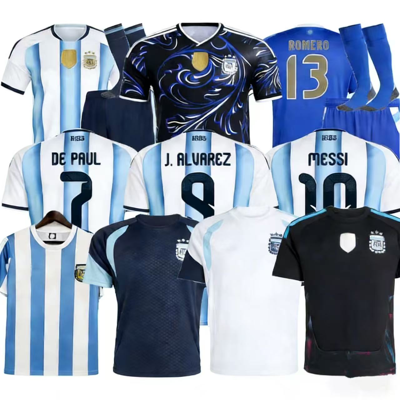 2026 World Cup Special Edition Argentinas Jersey Long Sleeves Kit Soccer Jerseys DE PAUL Football Shirts Men DI Maria Kids Goalkeeper Training Sets