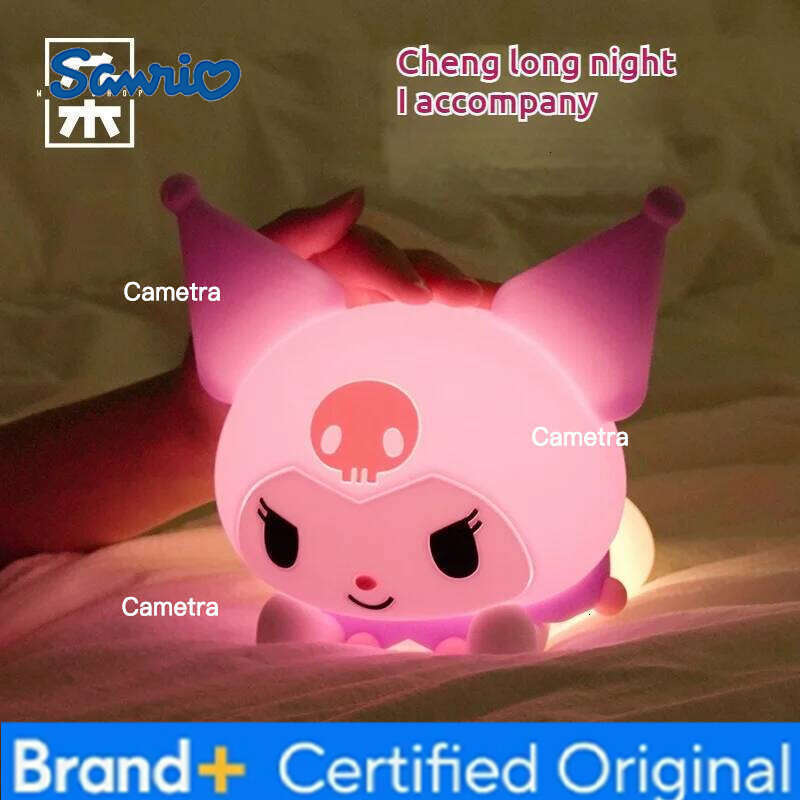 Sanrio Kuromi Lying Posture Patting Lamp Bedside Cartoon Desktop Night Light Decoration Girl Birthday Gift Kids Toy Anime Peripherals H260128