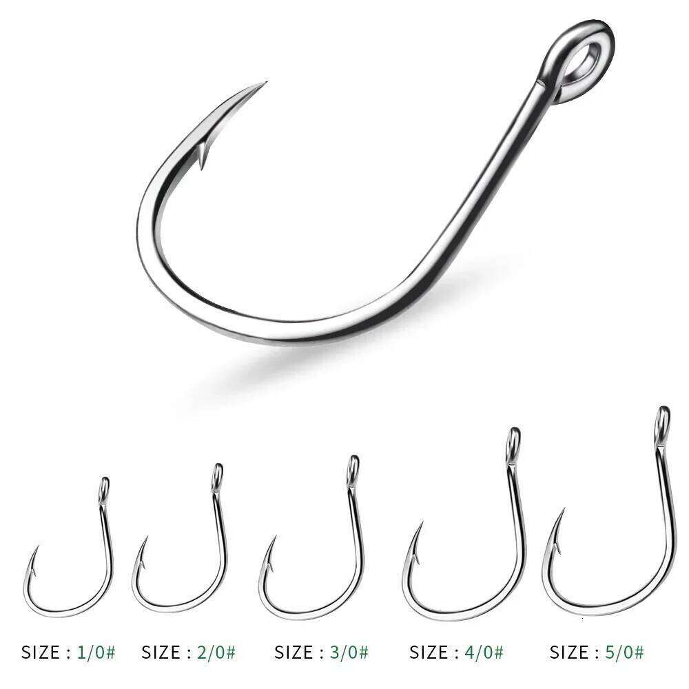 Ring Eye Fishhooks Hook Silver Barbed Circle Fly Fishing Sharp Carbon Steel Tackle Accessories Worm Hooks Z260128