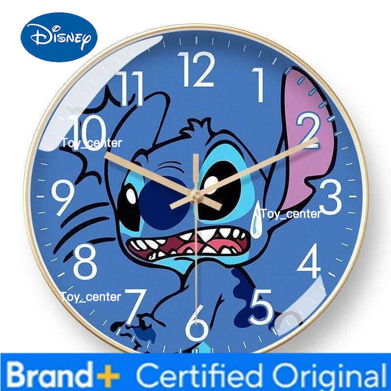 Disney New Lilo & Stitch Cartoon Creative Anime Wall Cute Fashion Simple Silent Clock Bedroom Living Room Decoration Pendant H260128
