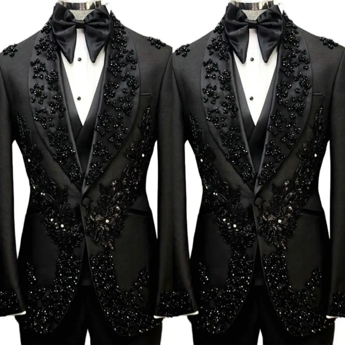 Luxury Wedding Tuxedos Appliques Beaded 2 Pcs Jacket Pants Men Suits Fashion Shawl Lapel Evening Groom Party Blazer Customized