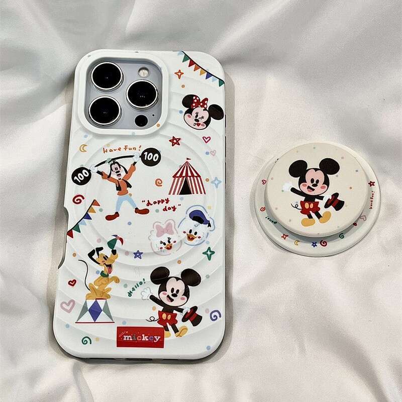 Wave Shell Mickey Minnie Magnetic Stand Compatible with iPhone 17 Apple 16 Pro Max/15/14 Phone Case for Women S260128