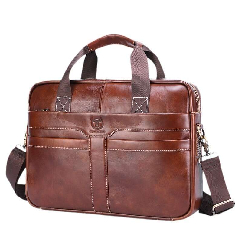Luxury Shoulder Bags Captain Cow Genuine Leather Men S Business Briefcase Retro Top Layer Cowhide Crossbody Handheld Laptop Bag SENYY