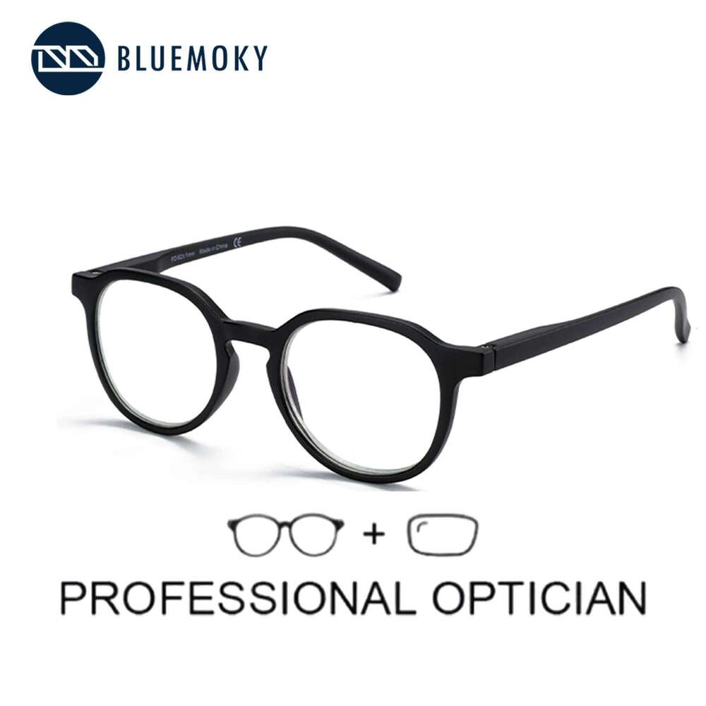 BLUEMOKY Retro Round Prescription Eyeglasses Men Women Fashion Progressive Glasses Anti-Blue Light Myopia Hyperopia Eyewear 26Y0128