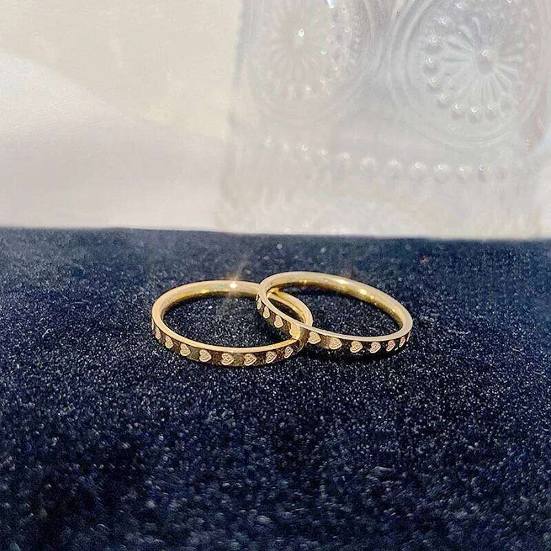 Meetvii Simple Love K-gold Color Titanium Steel for Women Men Thin 2.2mm Width Couple Rings Unique Jewelry XJ260127