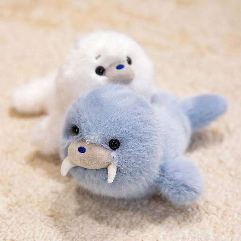 Kawaii Sea Family Plush Toys Soft Fluffy Seal Doll Cute Shark Desktop Pets Plushie Walrus Office Companion Lovely Children Gift Y260128