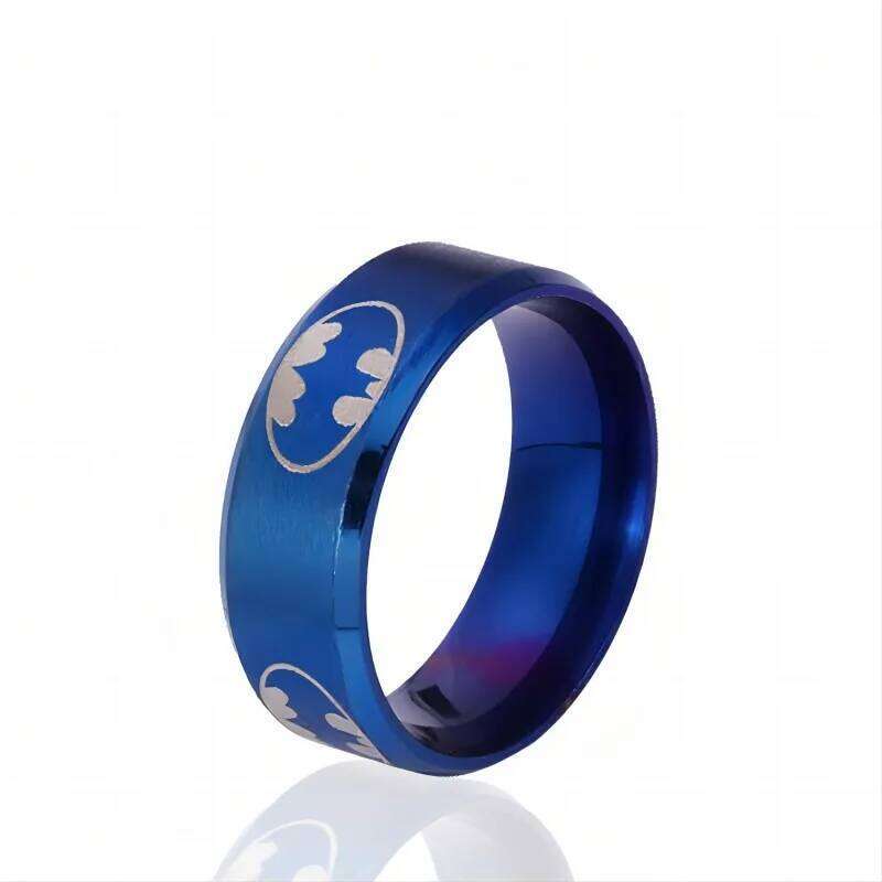 8mm Fashion Laser Logo Bat Rings Stainless Steel For Men Anti Stress Lucky Jewelry Gift Wholesale XJ260127
