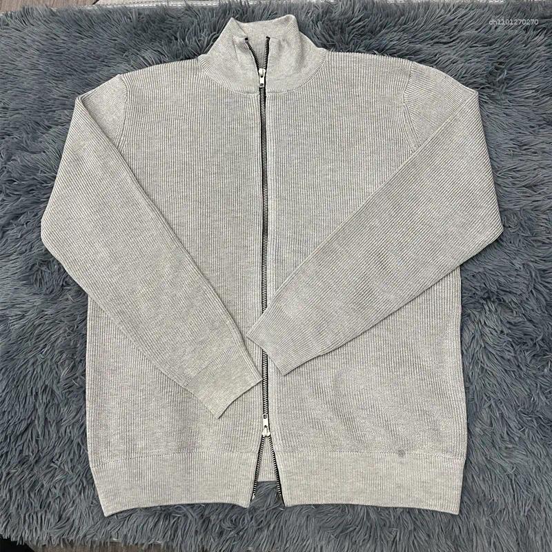 Men's Jackets Autumn Winter Men Loose Casual Knit Sweater Zipper Semi High Neck Long Sleeve Cardigan Lazy Comfortable Warm Fashion Top