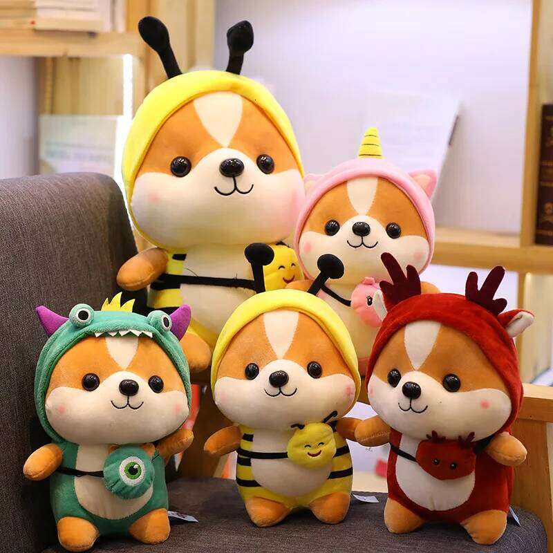 Cute transforming squirrel plush toy dinosaur moose bee doll for kids Y260128