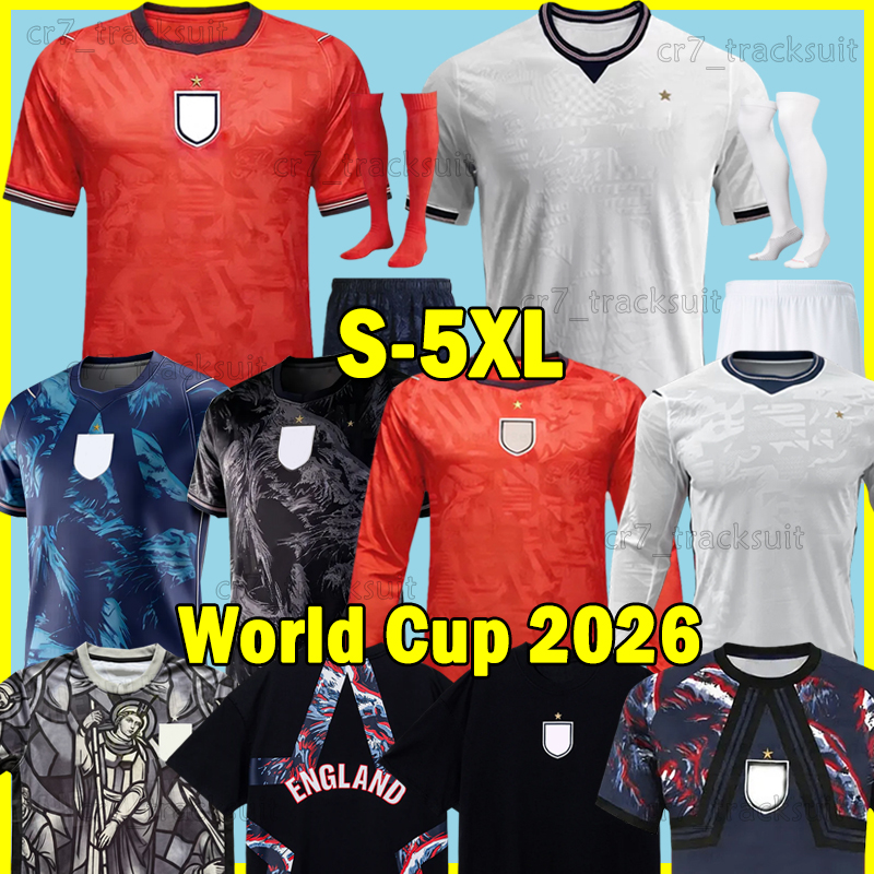 4XL 5XL England World Cup 2026 Soccer Jerseys National Football Team KANE MADUEKE RICE GORDON WATKINS 25 26 RASHFORD GUEHI Long Sleeves Player Version Men kids kits