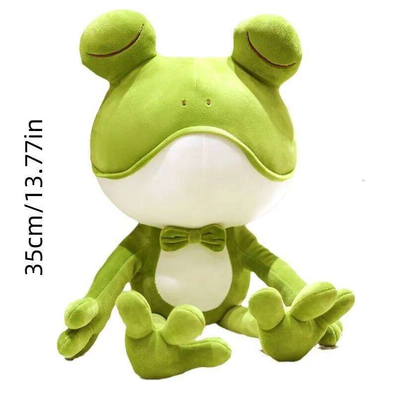 1pcs35cm cute frog pillow funny plush toy ragdoll sleeping hug doll children's birthday gift Y260128