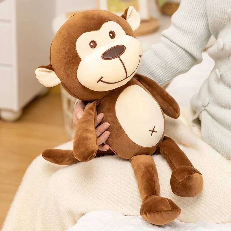 45cm Soft Brown Monkey Plush Adorable Stuffed Forest Animal Doll Comfortable Hugging Toy Birthday Gifts Home Decor Y260128