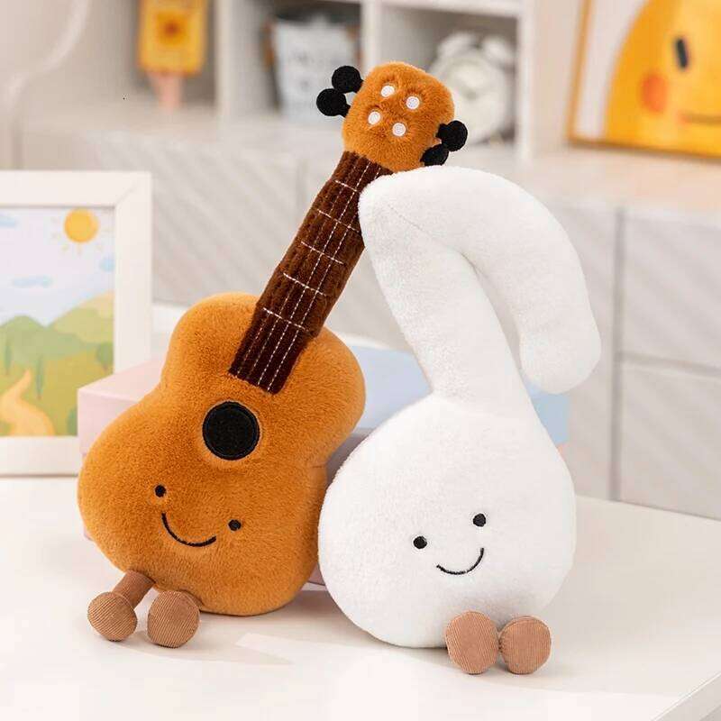 Cute Musical Plush Toy Soft Violin 30cm Guitar Pipa Tuning Fork Note Stuffed Doll Instrument Gift for Kid Music Lover Home Decor Y260128