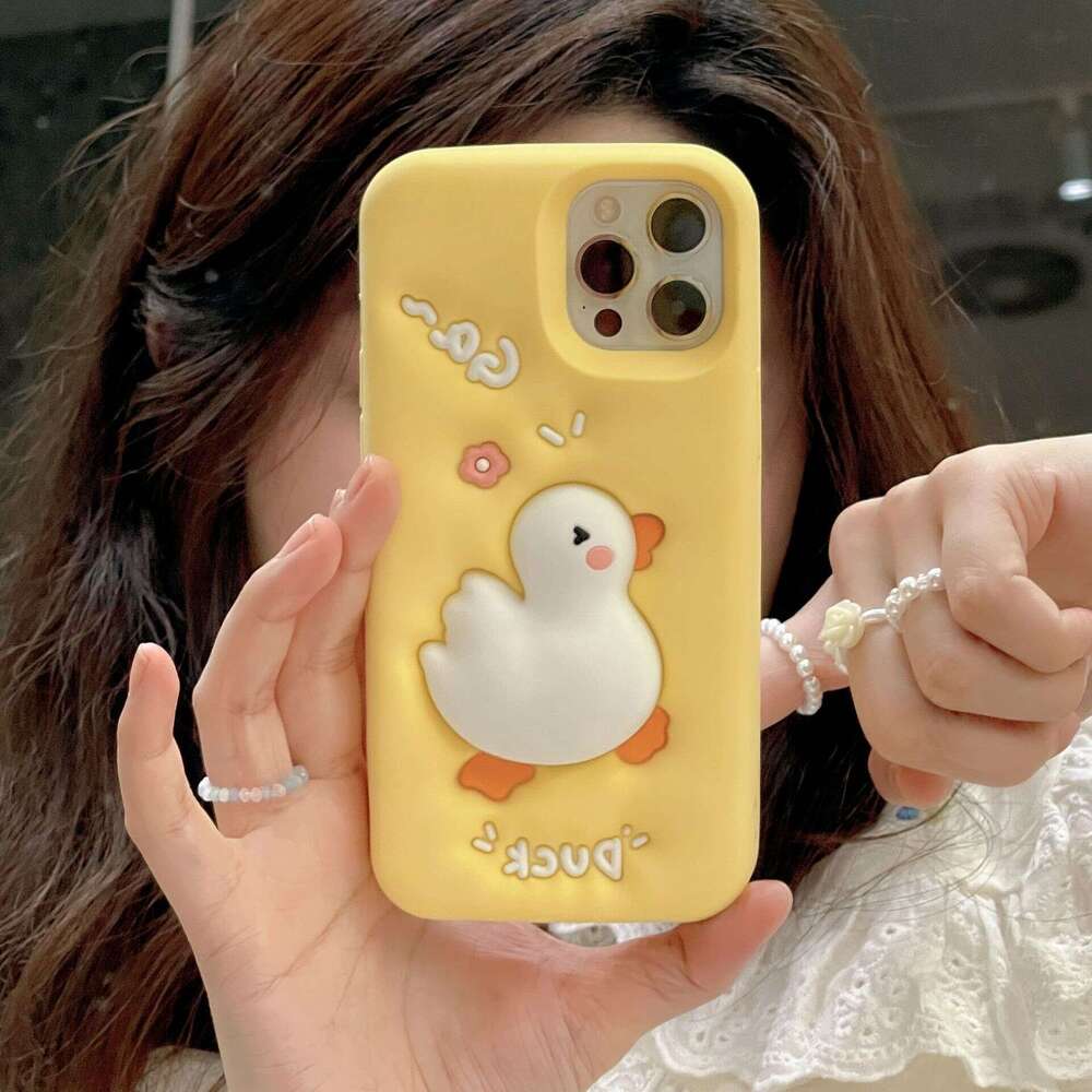 Custom Silicone Apple 16 Phone Case Cartoon 17 Soft Shell 3D Bread Feel 15 Pro Max Stress Relief Squeeze Duck S260128