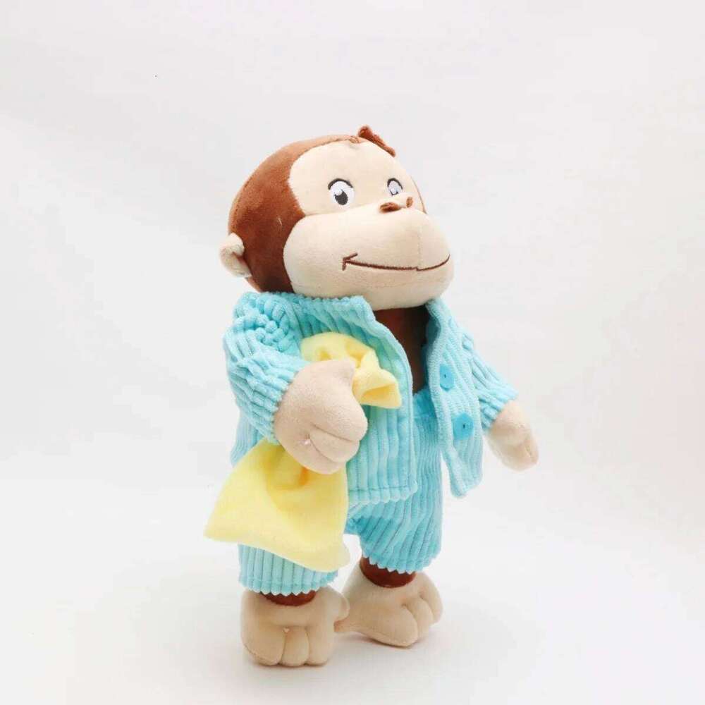 Kawaii Curious George Plush Toys Stuffed Anime Animal Cute Chimpanzee Doll Kids Animation Fans Halloween Christmas Gifts Y260128