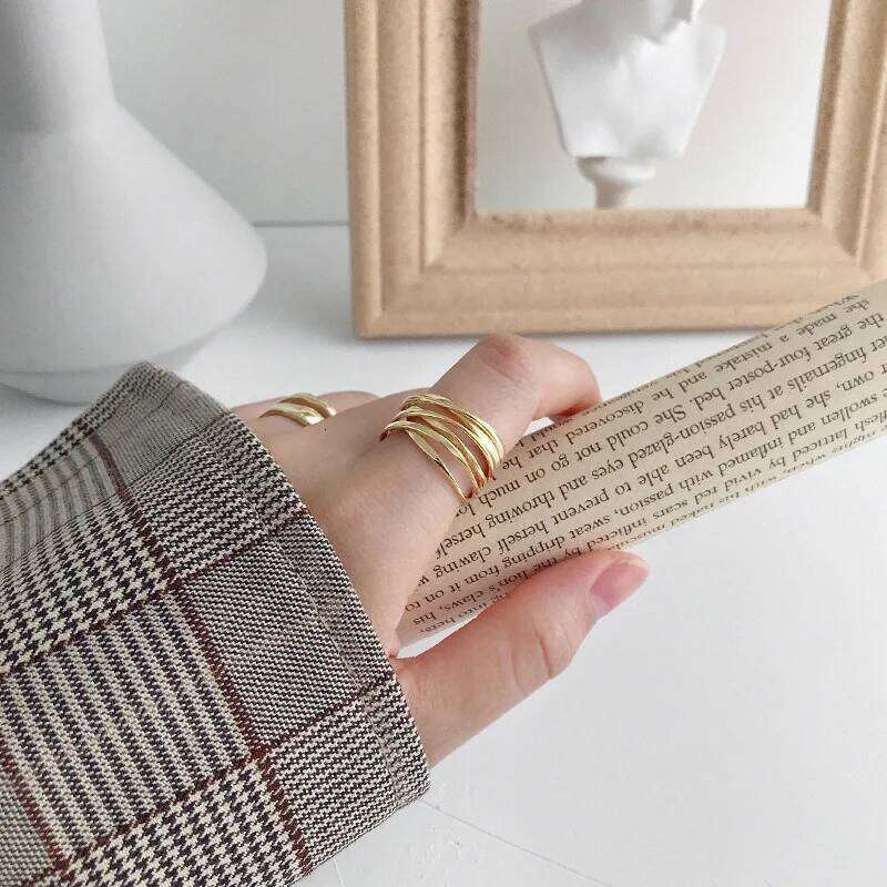 XIYANIKE Silver Color Rings Creative Multilayer Winding Line Geometric Handmade for Women Couple Size 17.2mm Adjustable XJ260127