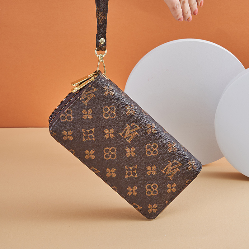New European American Large Capacity Dual-Zipper Phone Bag Ladies' Long Wallet Printed Letter Clutch Unisex Multi-Function Card Holder Luxury Wal