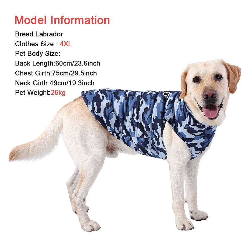 4XL-6XL Large Dog Jacket Clothes Winter Waterproof Coat For Big Dogs Vest Costume Camouflage Print Golden Retriever Pet Overalls XJ260127