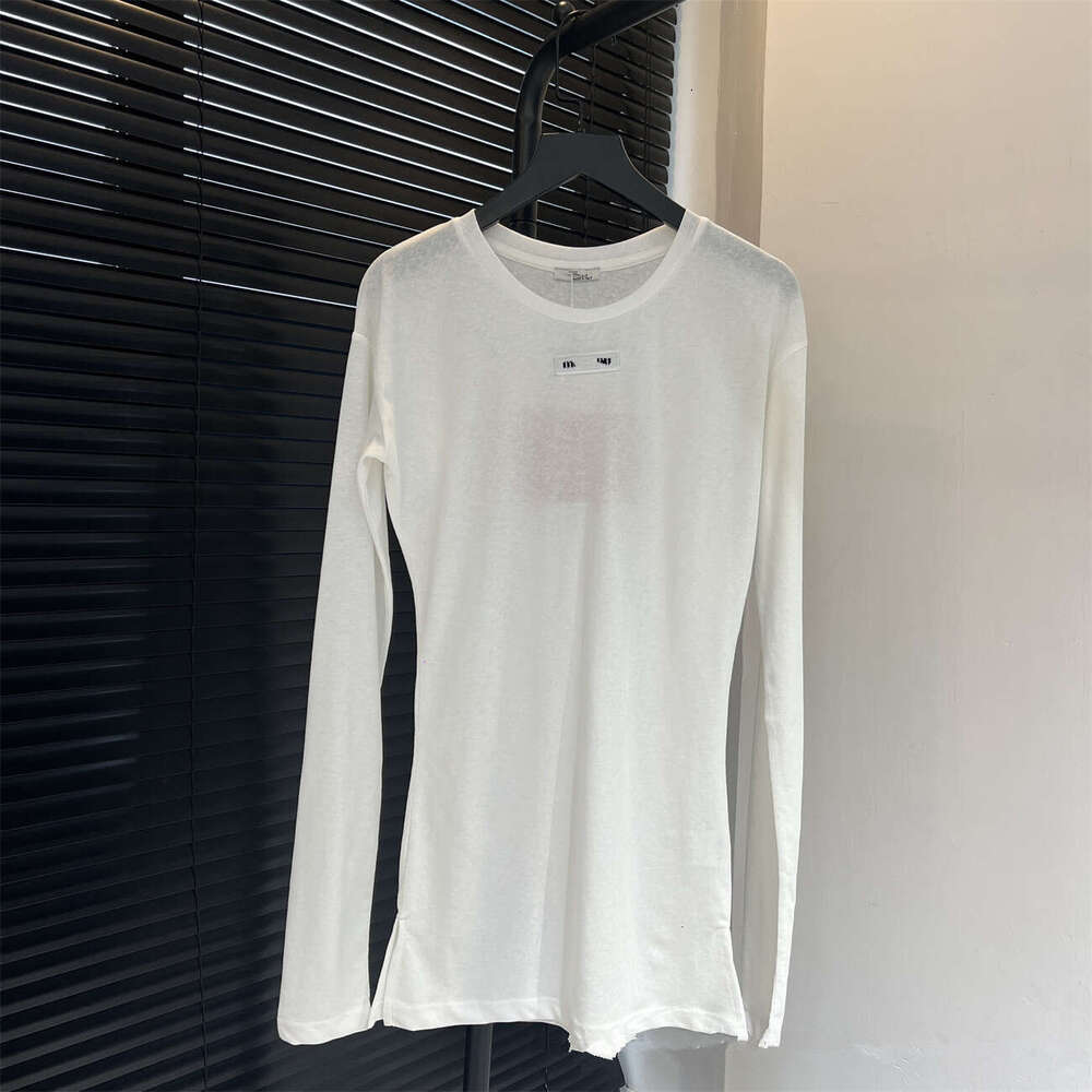 Miusly Thin Shirts Casual Tshirt Designer Women Clothes T Shirts Long Sleeve Round Neck Letter Print Mius Sexy Top Tee Female Miu Fashion Casual Streetwear Tshirt Aa8