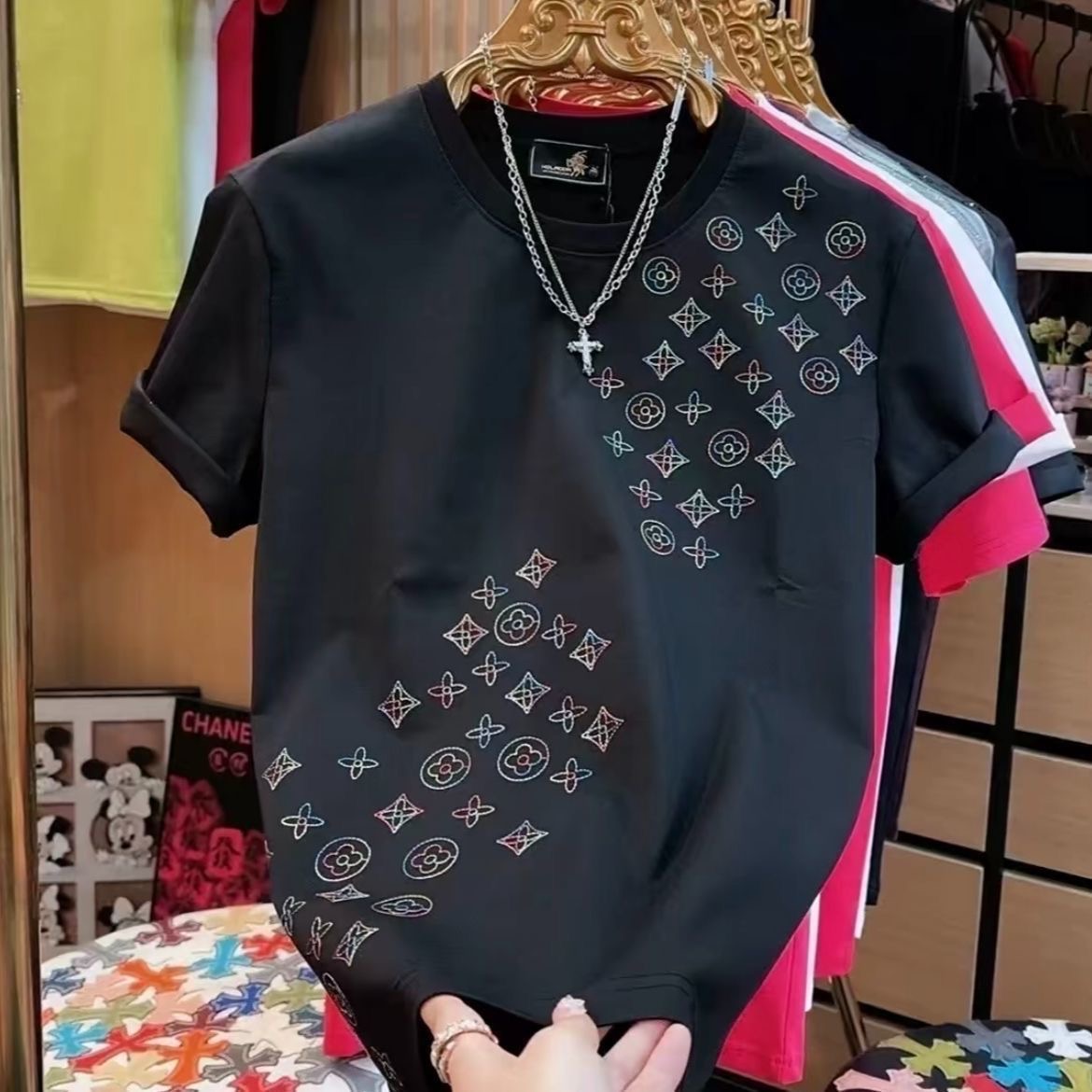 Men's T-Shirts Men's Polo Shirt Luxury Brand Short-Sleeve Polo Shirt Men's Fashion Simple Solid Color Summer Combed Cotton Breathable Casual Round Neck #K22
