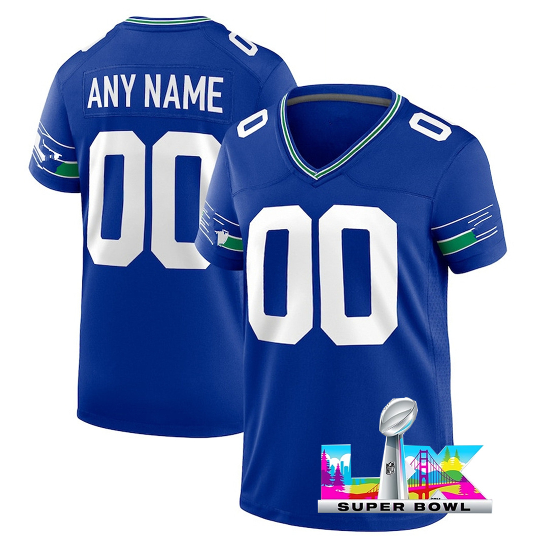 2026 Seahawkss Super Bowl LX Jaxon Smith-Njigba Devon Witherspoon Cooper Kupp Jake Bobo Warren Moon DK Metcalf Kenneth Walker III Kenny Easley Custom 