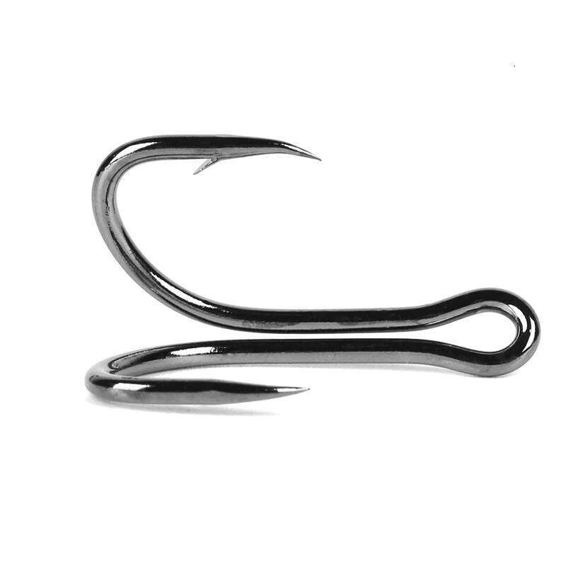 50pcs or 20pcs Carbon Steel Fishing Double 8# To 1# Baitholder Jig Head Crank Barbed Hook for Soft Worm Bass Carp Fishhook Z260128