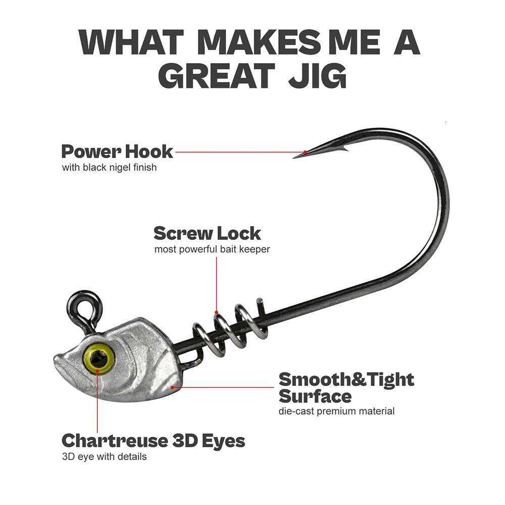 MrLurion 15pcs/Box 3.5g 5g 7g 10g 14g Screw lock jigging head fishing baits ,soft worm lure fishhook wobblers with 3D eyes Z260128