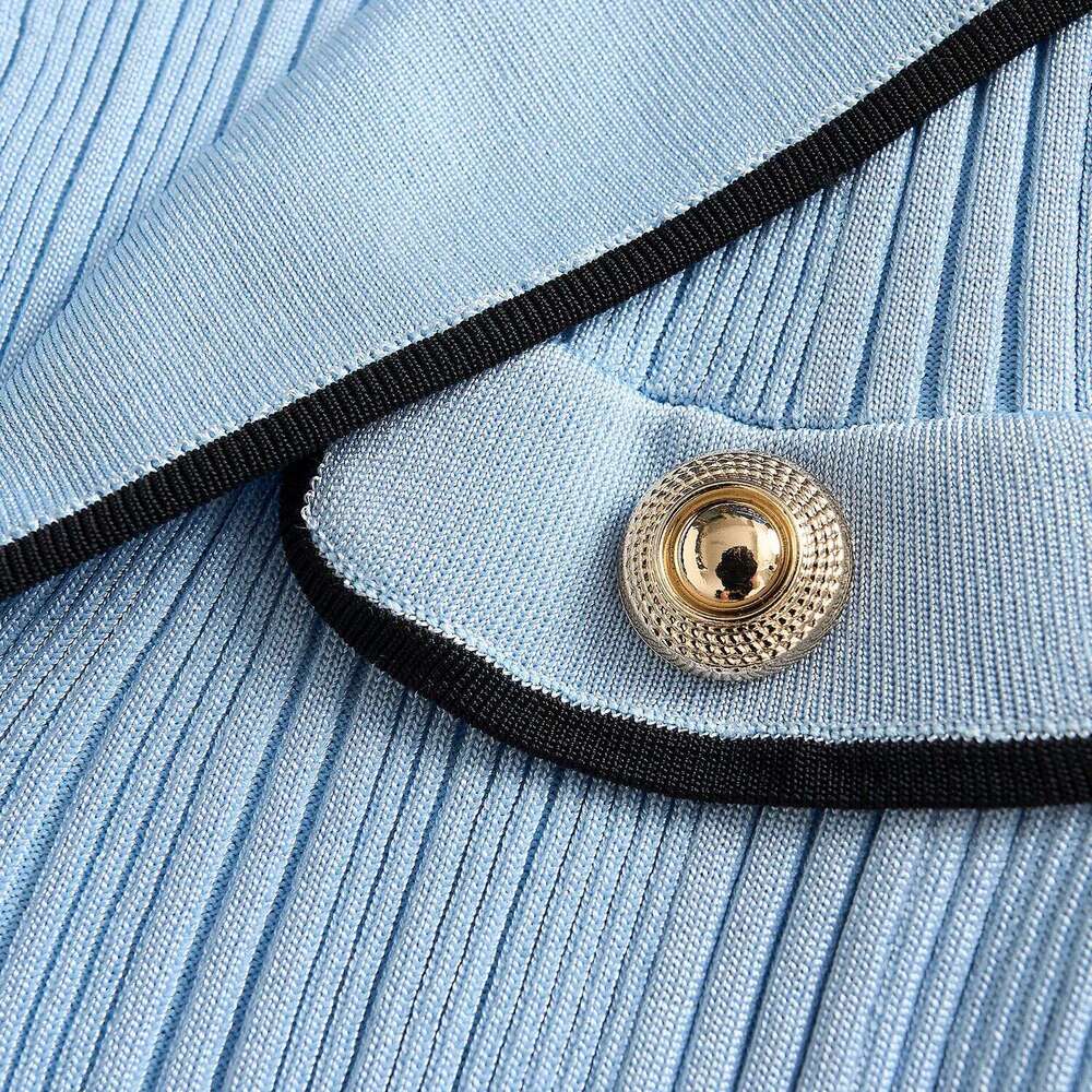 2026 Spring/Summer New Designer Women's Suit Collar Short Sleeve Slimming Elegant Knitted Tight Dress