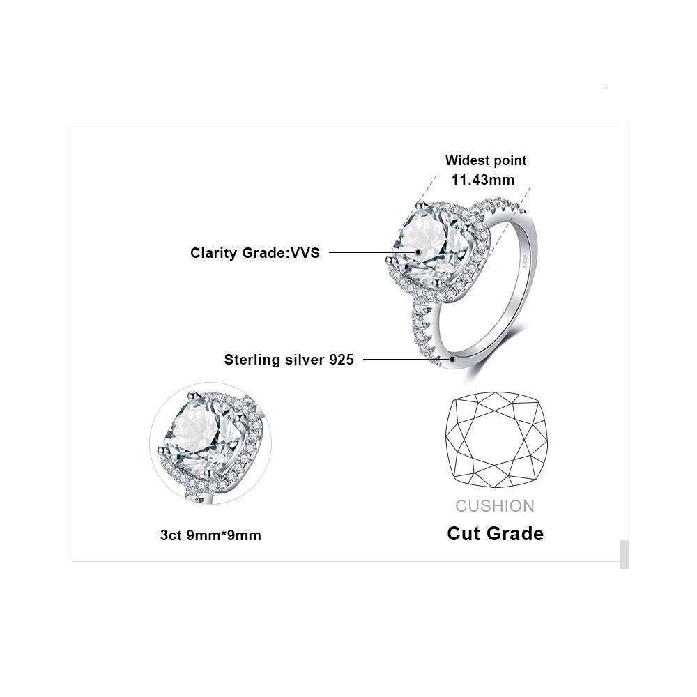 JewelryPalace 925 Sterling Silver Wedding Engagement for Women 3ct Halo Princess cut Simulated Diamond AAAAA CZ Bridal Ring XJ260127