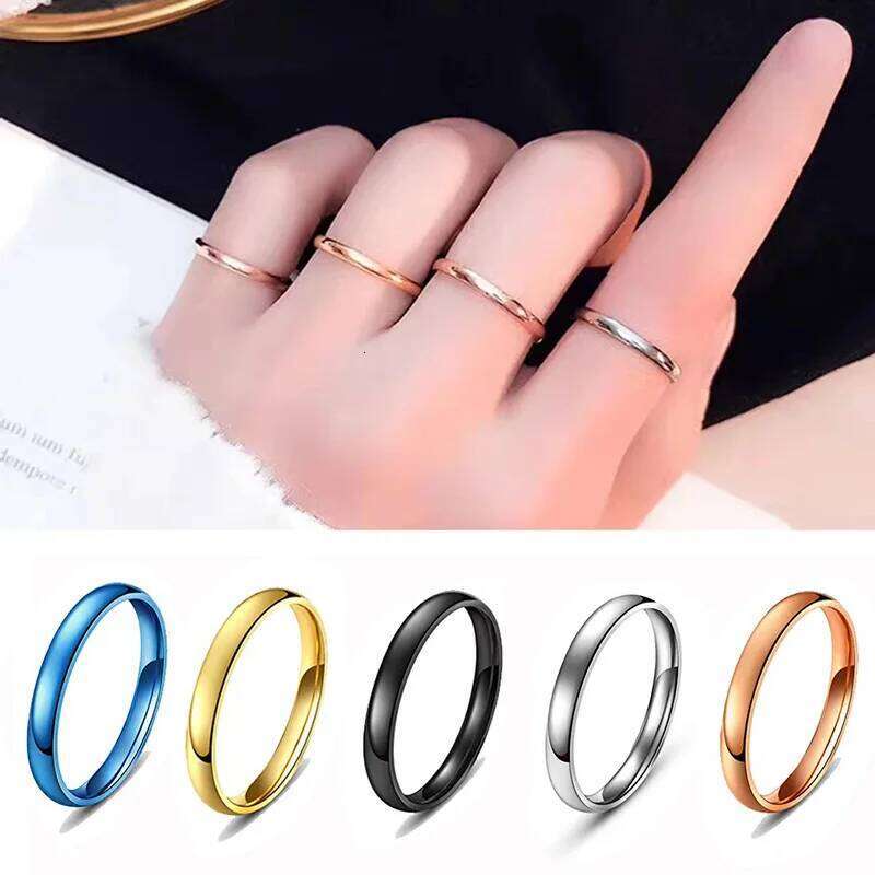 3mm Width Stainless Steel Tail Ring,for Girls Women, Smooth Surface , Thin And Simple Concise Style XJ260127
