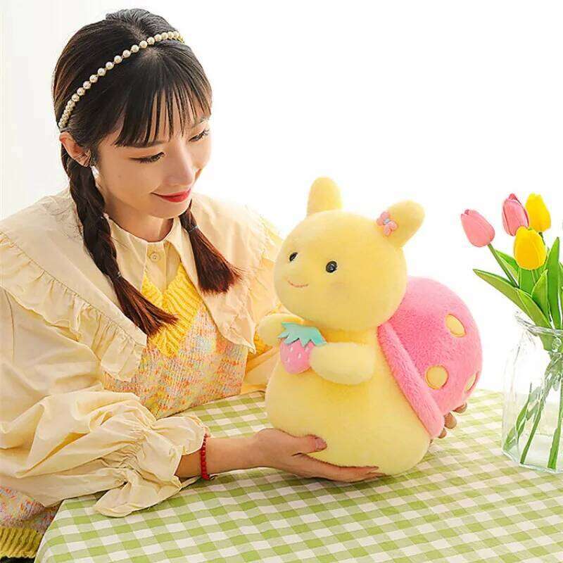 Eight inch cute strawberry plush toys for children's birthday gift girls sleep with the snail pillow Y260128