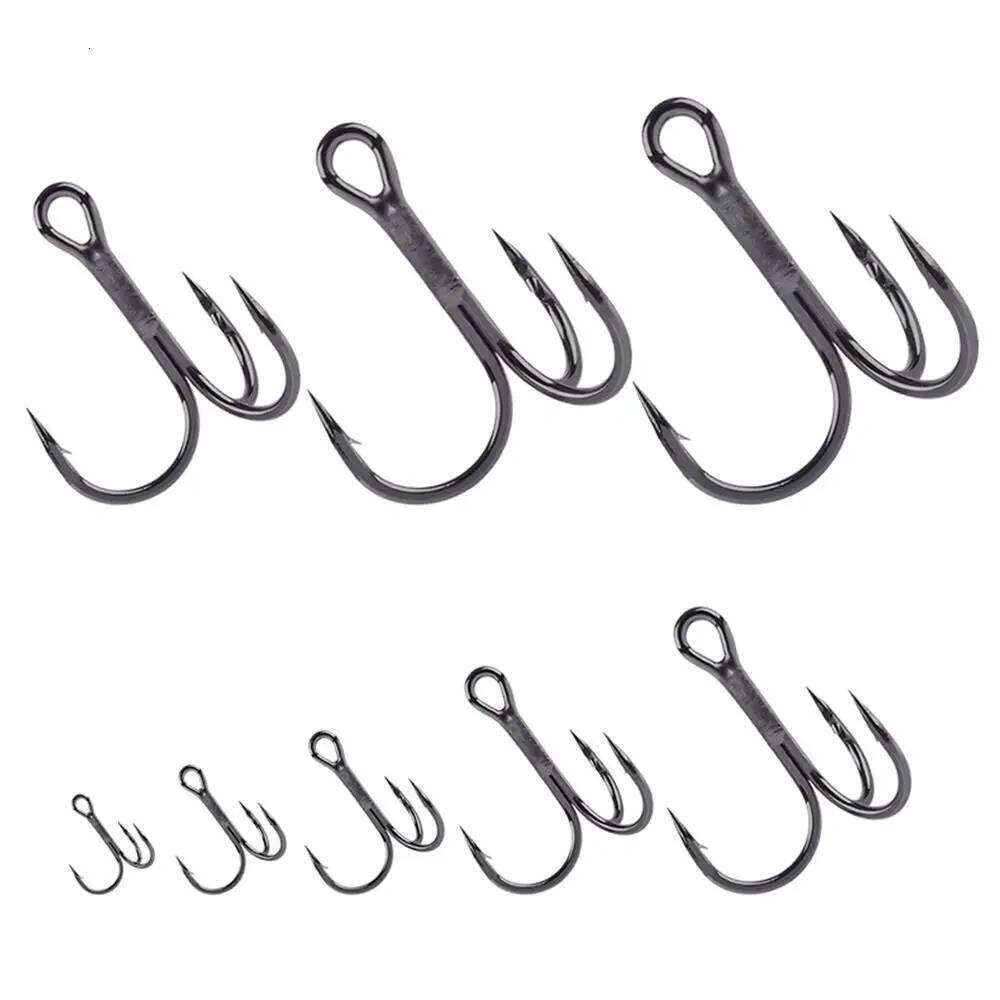 50Pcs Black Nickel Super Sharp Fishhooks Treble High Carbon Steel Matte Tin Fishing Tackle Sharpened Hooks Z260128