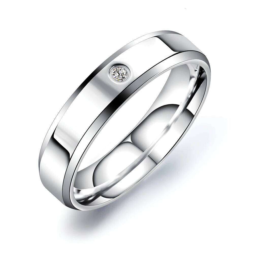 Fashion AAA+ Cubic Zirconia Wedding Band Rings For Women Gifts New Trendy 316l Stainless Steel Men Jewelry XJ260127
