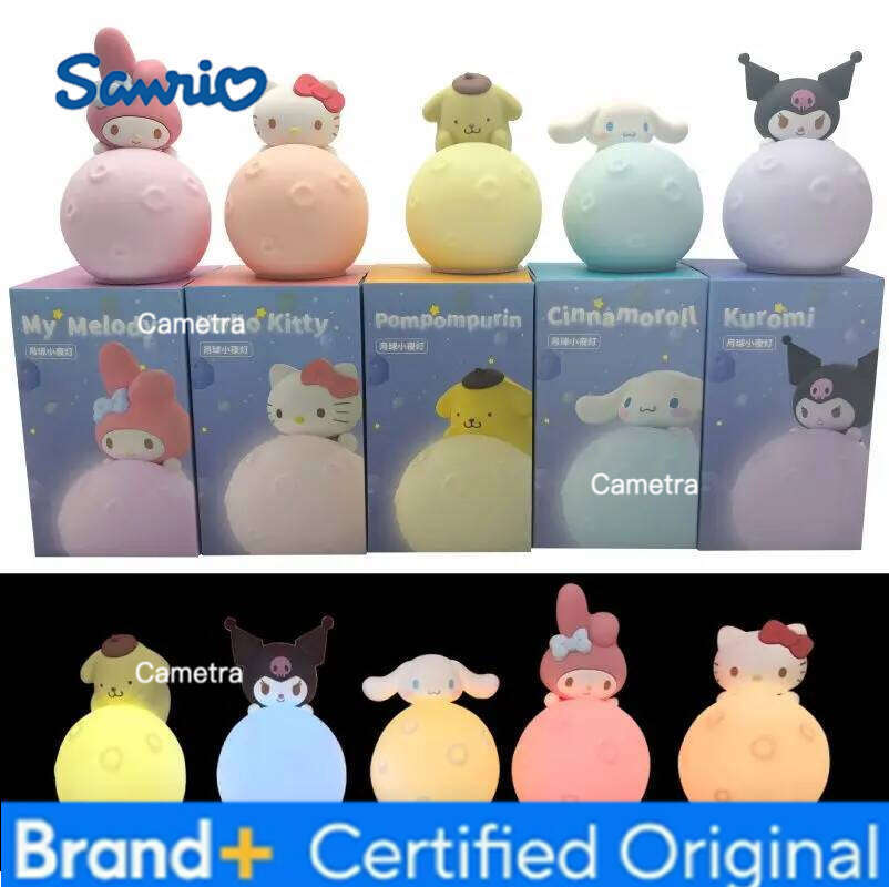 Sanrio Original MINISO Hello Kitty Kuromi Cartoon Anime Figures Moon Night Light Toy Luminous Ornaments Cute Child Birthday Party Gifts H260128