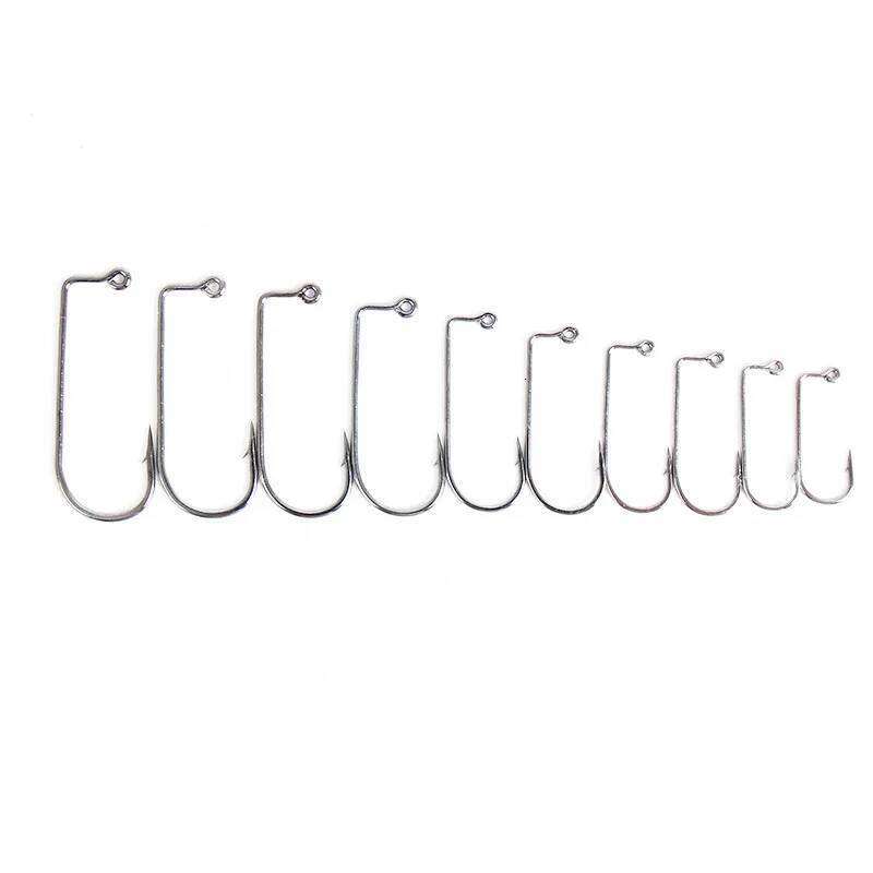 50pcs High Carbon Steel Fishhook Black 90 Degree Aberdeen Offset Jig Fly Tying Strong Wire Fishing Hooks Sea Ocean Accessories Z260128