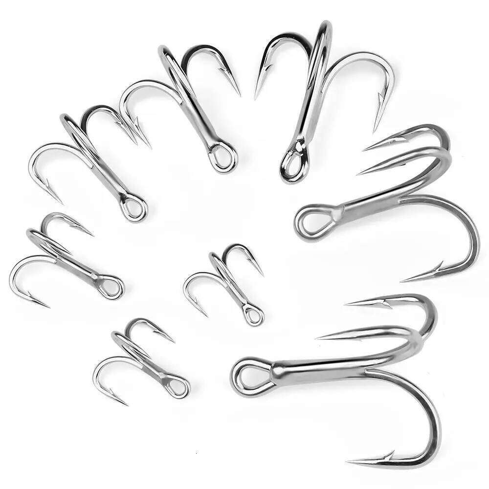 4x Strong Treble 10Pcs 4#-5/0# Saltwater Carbon Steel Fishhooks High Strength Hooks Fishing Tackle Z260128