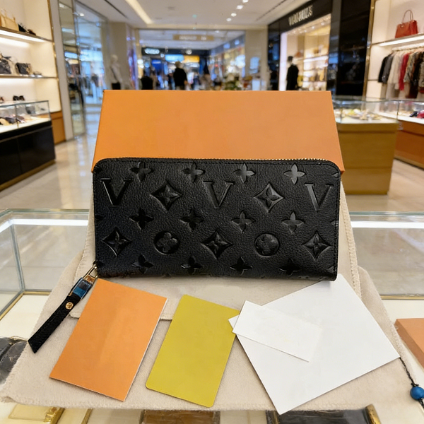 Top Quality Fashion Women Clutch Wallet Pu Leather Wallet Single Zipper Wallets Lady Ladies Long Classical Purse with Orange Box Card man Classical